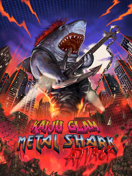 🦈🎸 You’re gonna need a bigger stadium in Brett Kelly’s “Kaiju Glam Metal Shark Attack” 🤘🌊