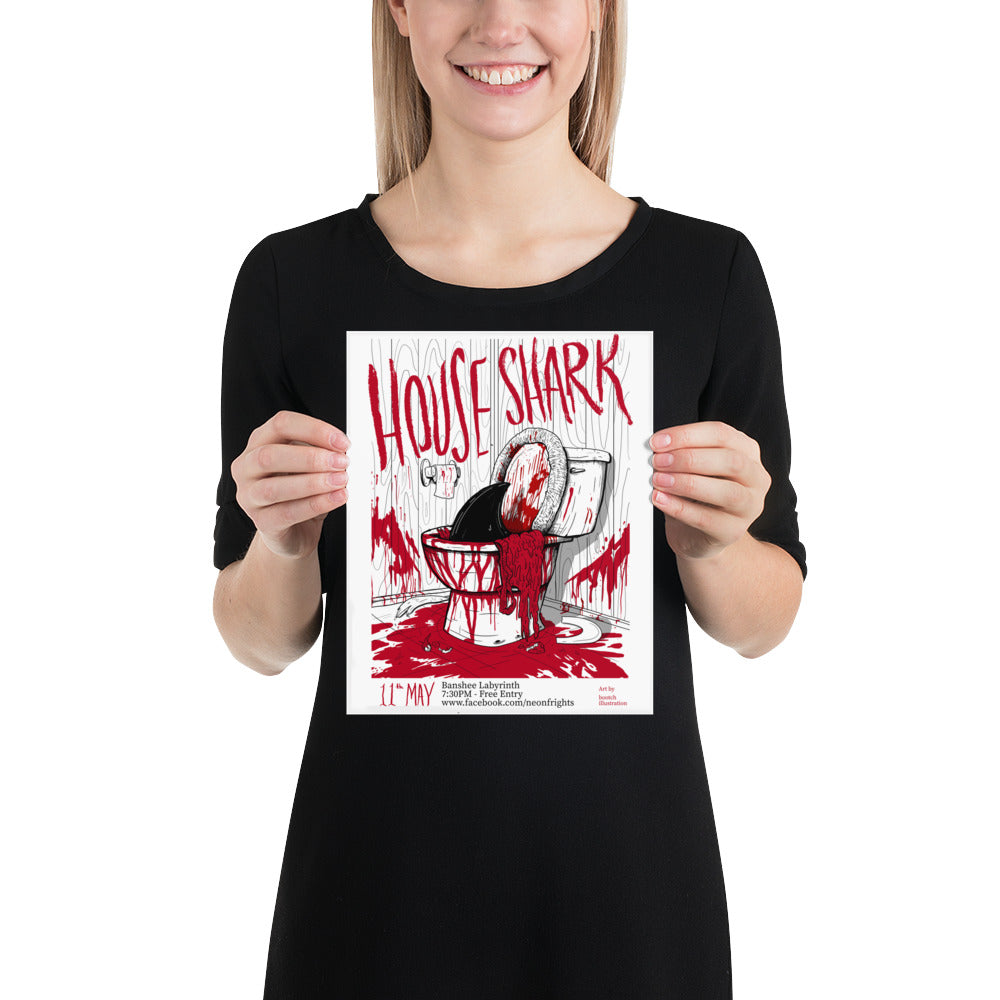 House Shark Neon Frights Paper Poster