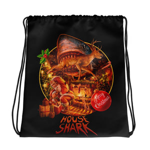 House Shark Christmas Drawstring bag