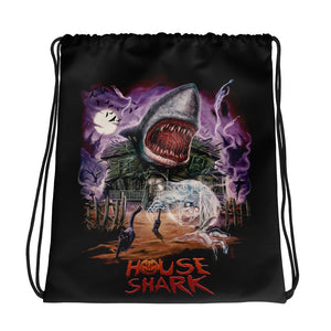 House Shark Halloween Drawstring bag